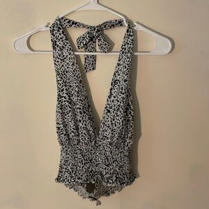 Backless Leopard Print Halter